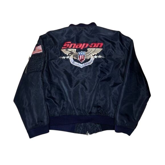 Vintage 80s Snap On Satin Bomber Jacket Large Made In Korea Large - Picture 1 of 12